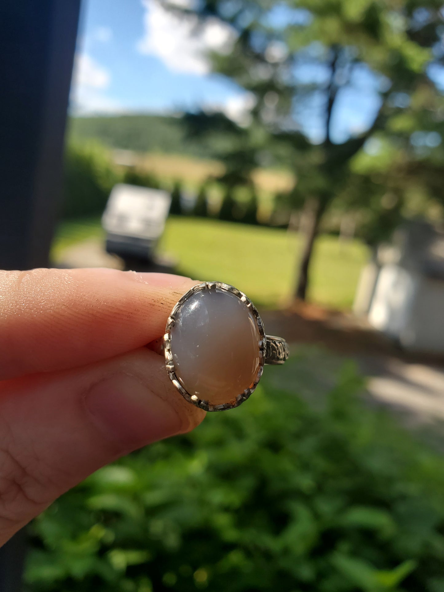 Agate Ring (size 7), Silver smithed ring