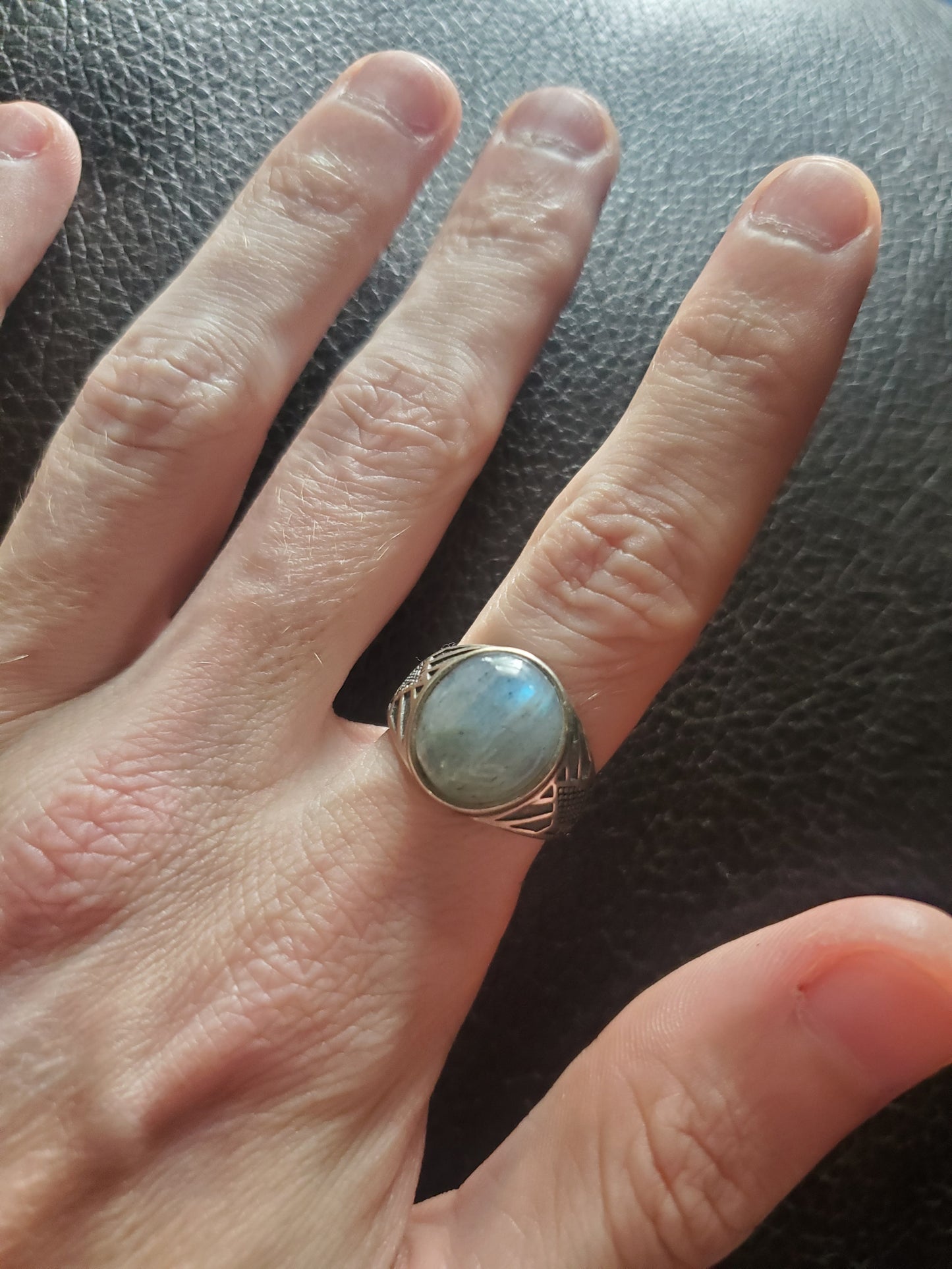 Labradorite Adjustable Ring - Sterling Silver