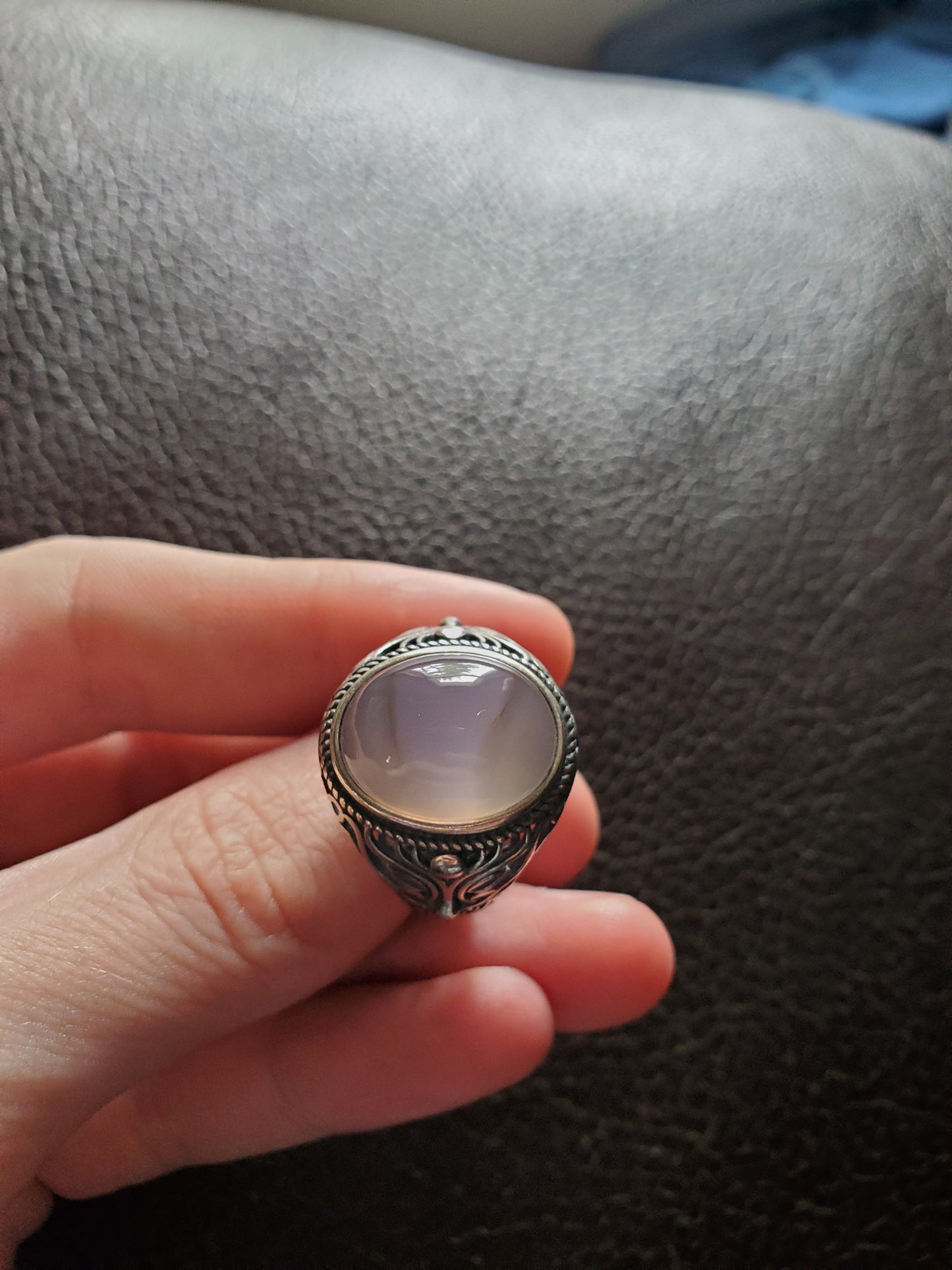 Banded Agate Adjustable Ring - Sterling Silver