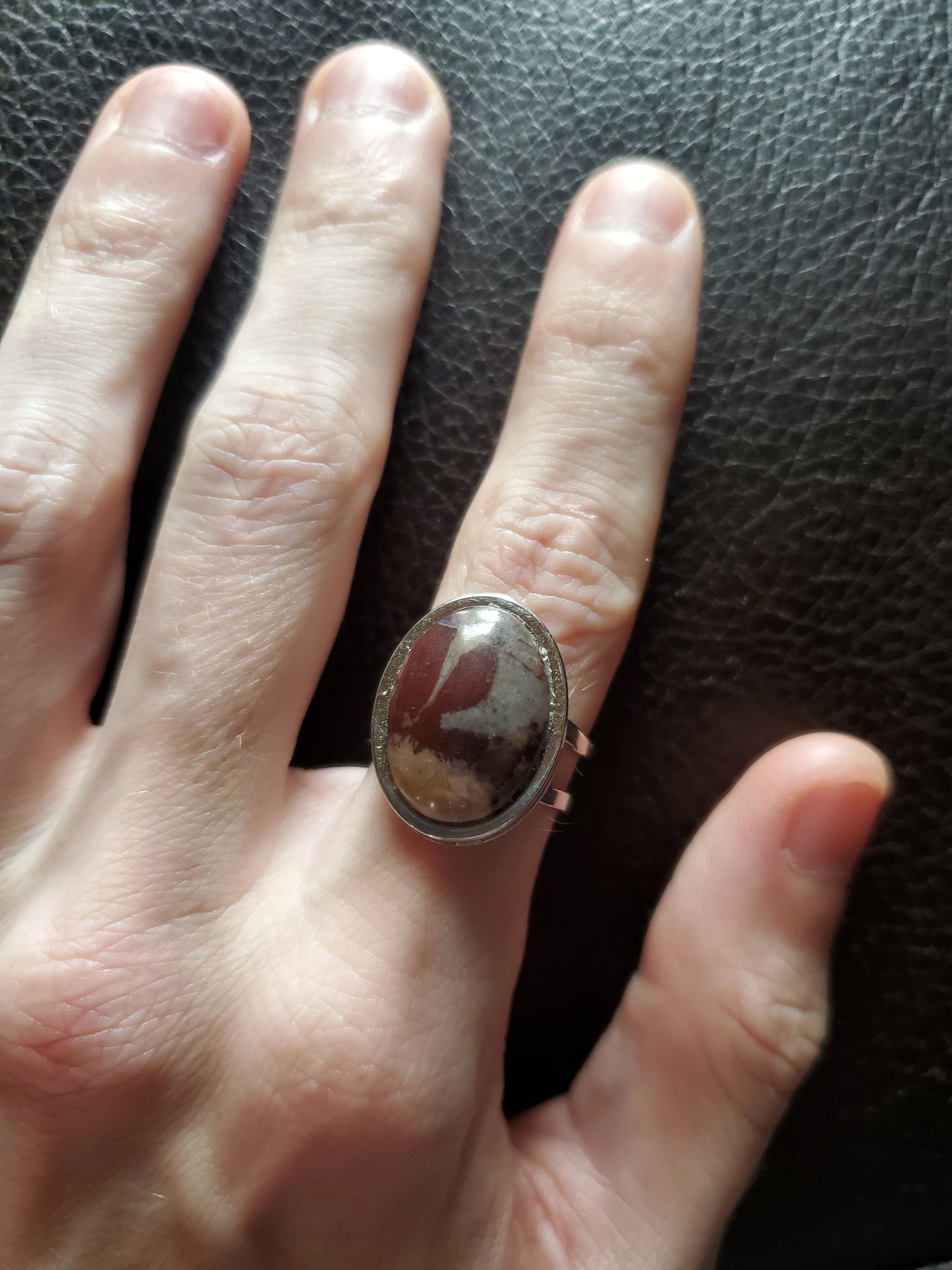 Blackfoot River Jasper Ring - Adjustable Size - Alloy Setting