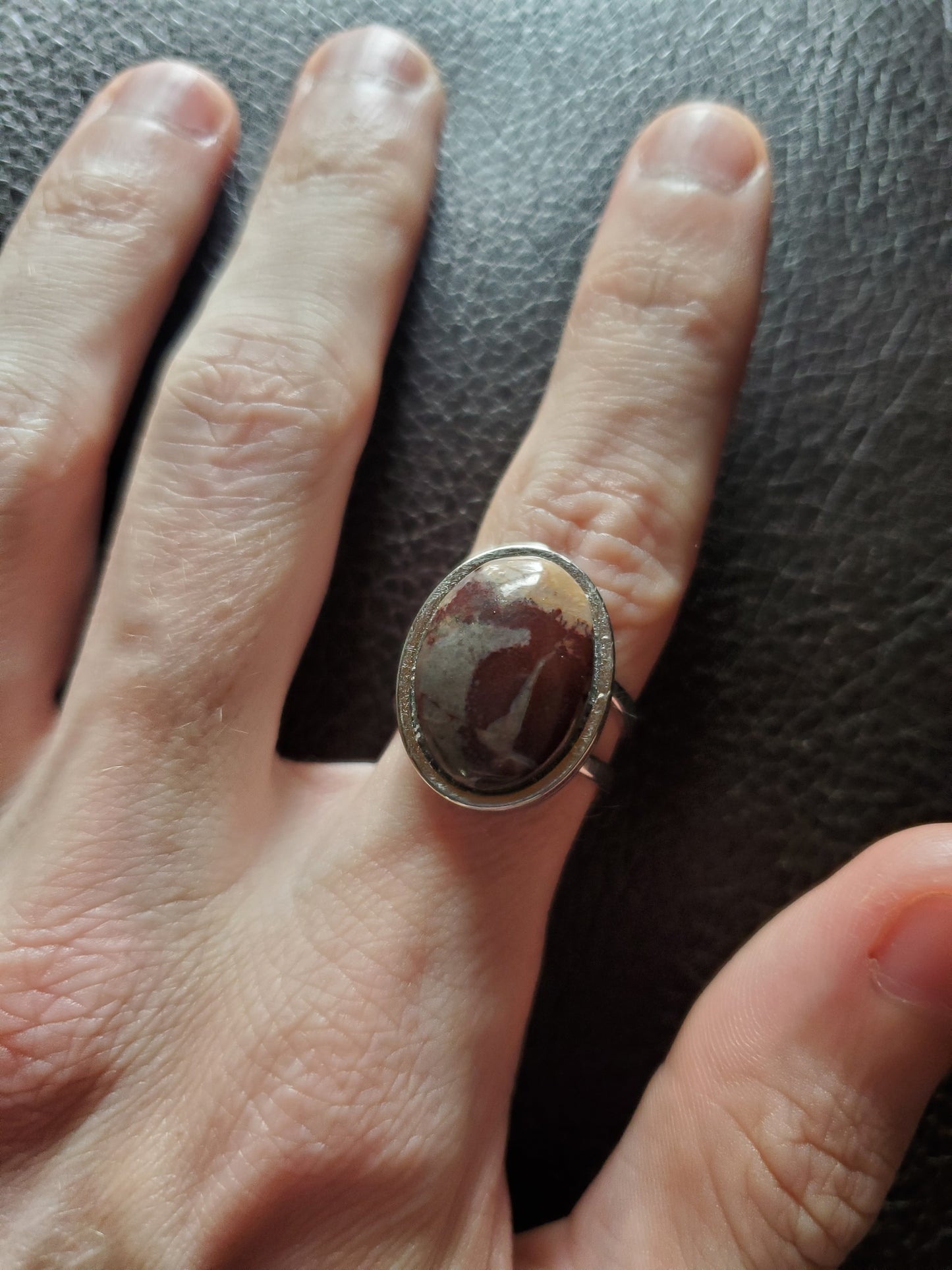 Blackfoot River Jasper Ring - Adjustable Size - Alloy Setting