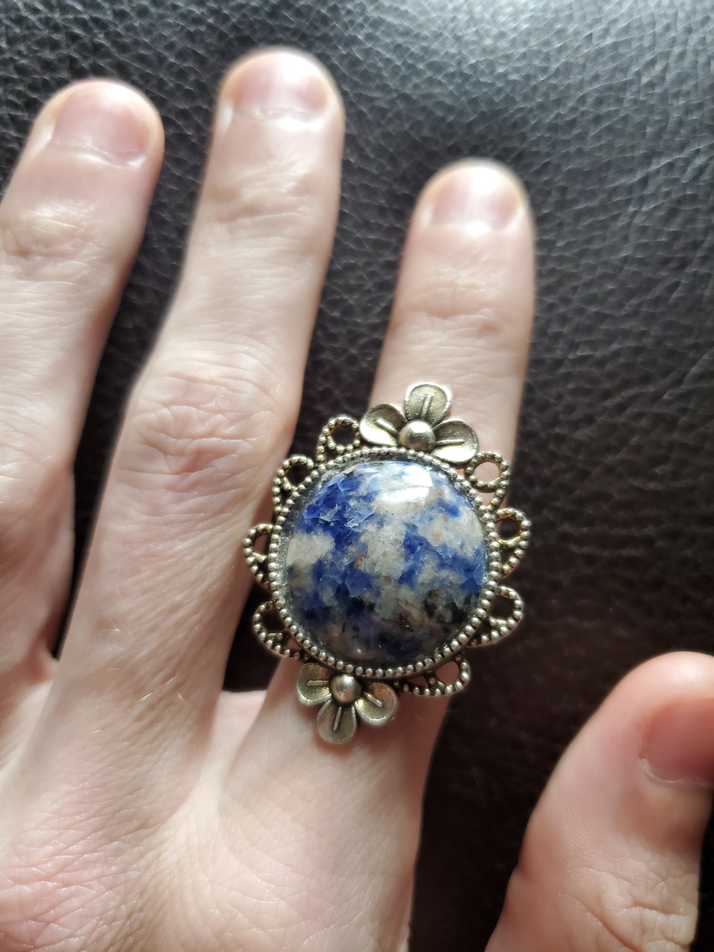 Lapis Lazuli Ring - Adjustable Size - Alloy Setting