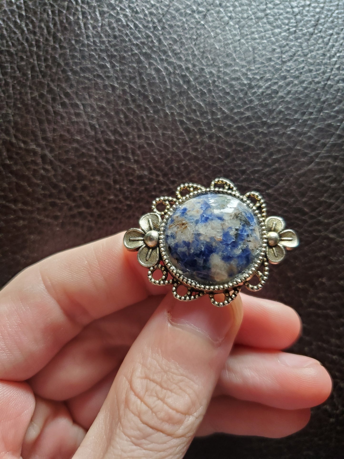 Lapis Lazuli Ring - Adjustable Size - Alloy Setting