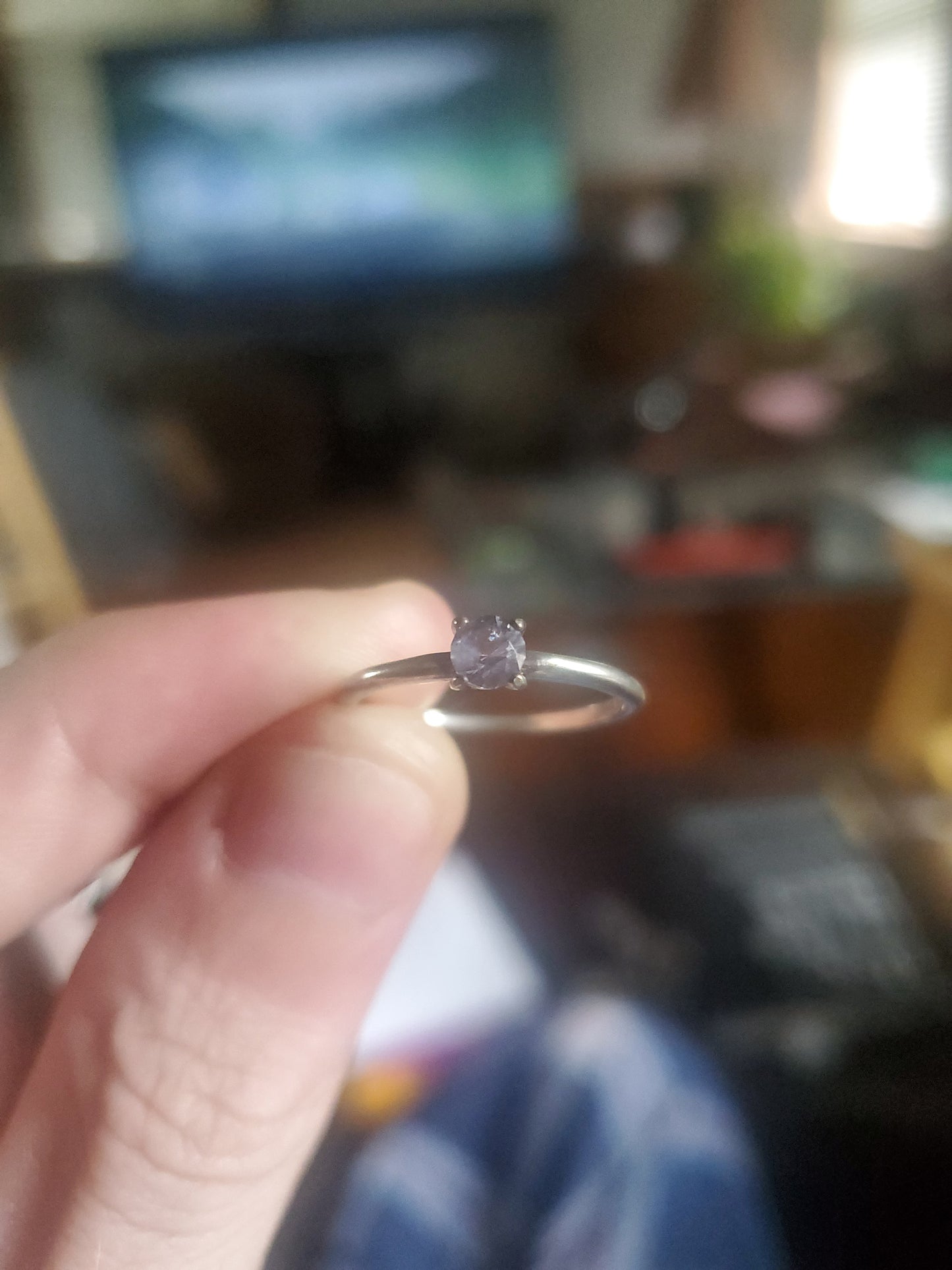 Bi-Color Purple Montana Sapphire Ring .4 ct, Size 6, Sterling Silver