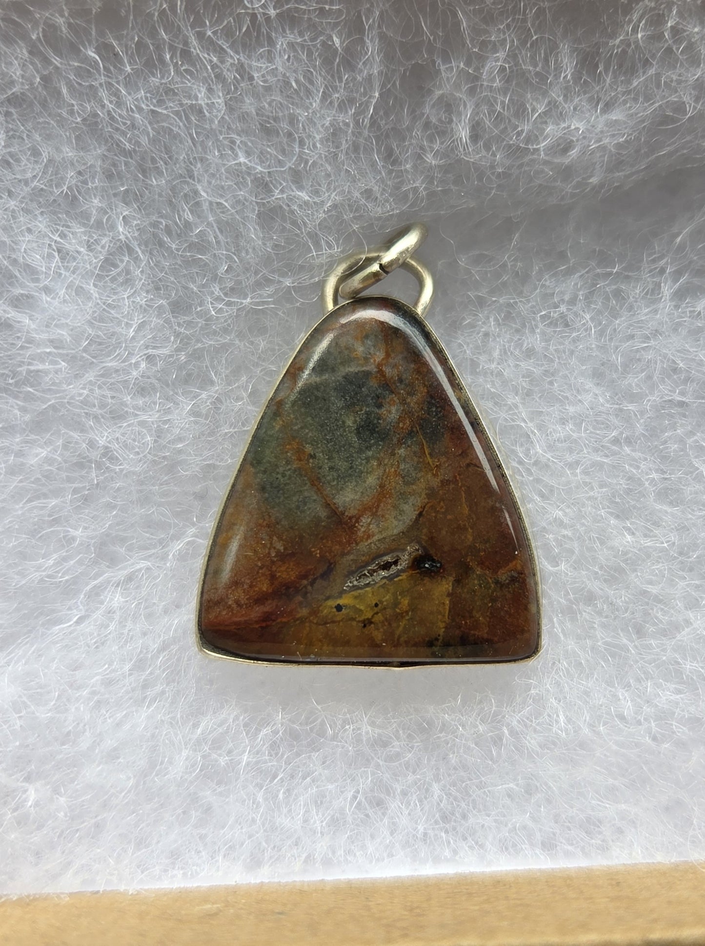 Jasper and Sodalite Necklace Pendant with Scenery Engraving - Sterling Silver