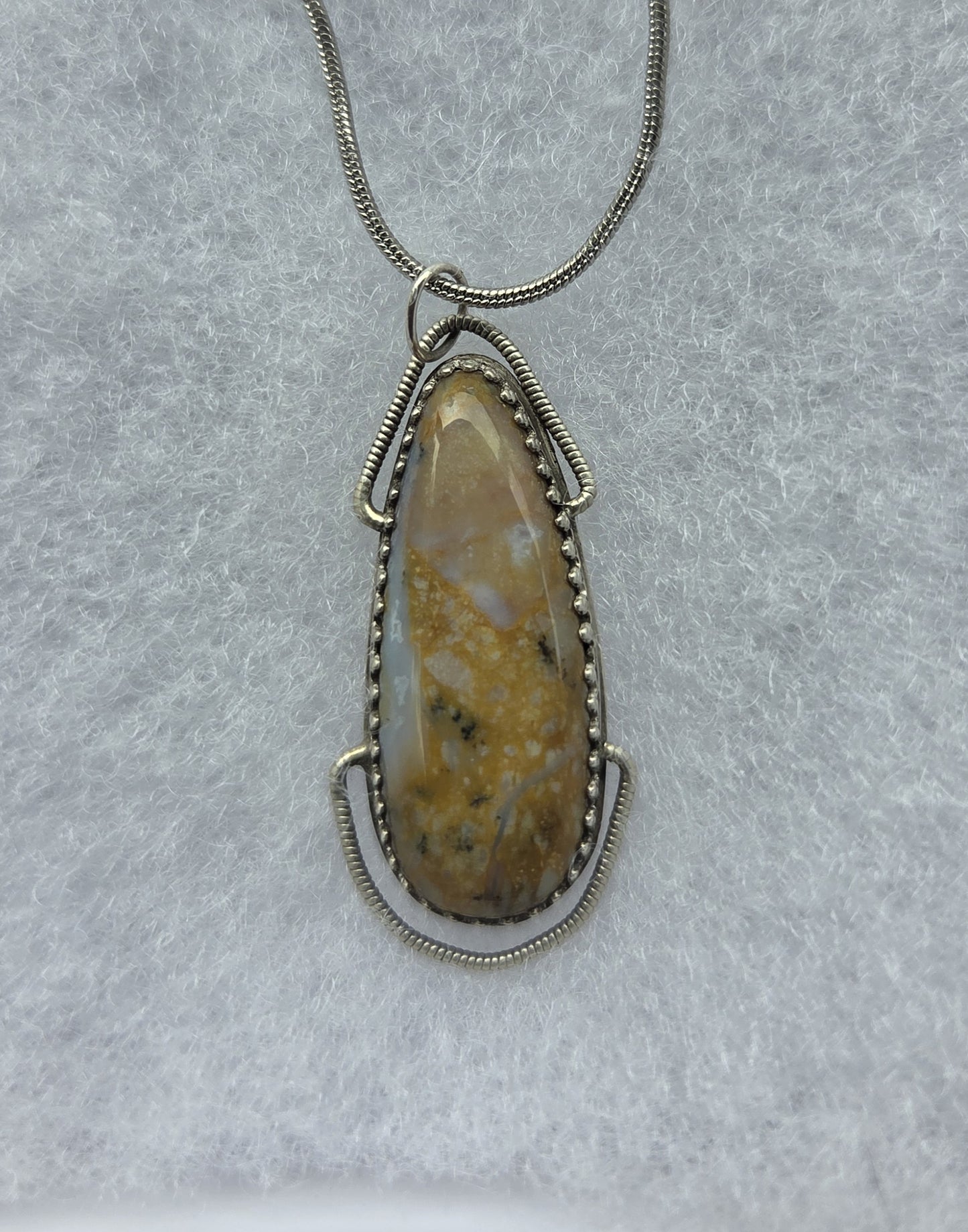 Jasper Necklace Pendant with Whale Engraving (dual-directionally wearable) - Sterling Silver