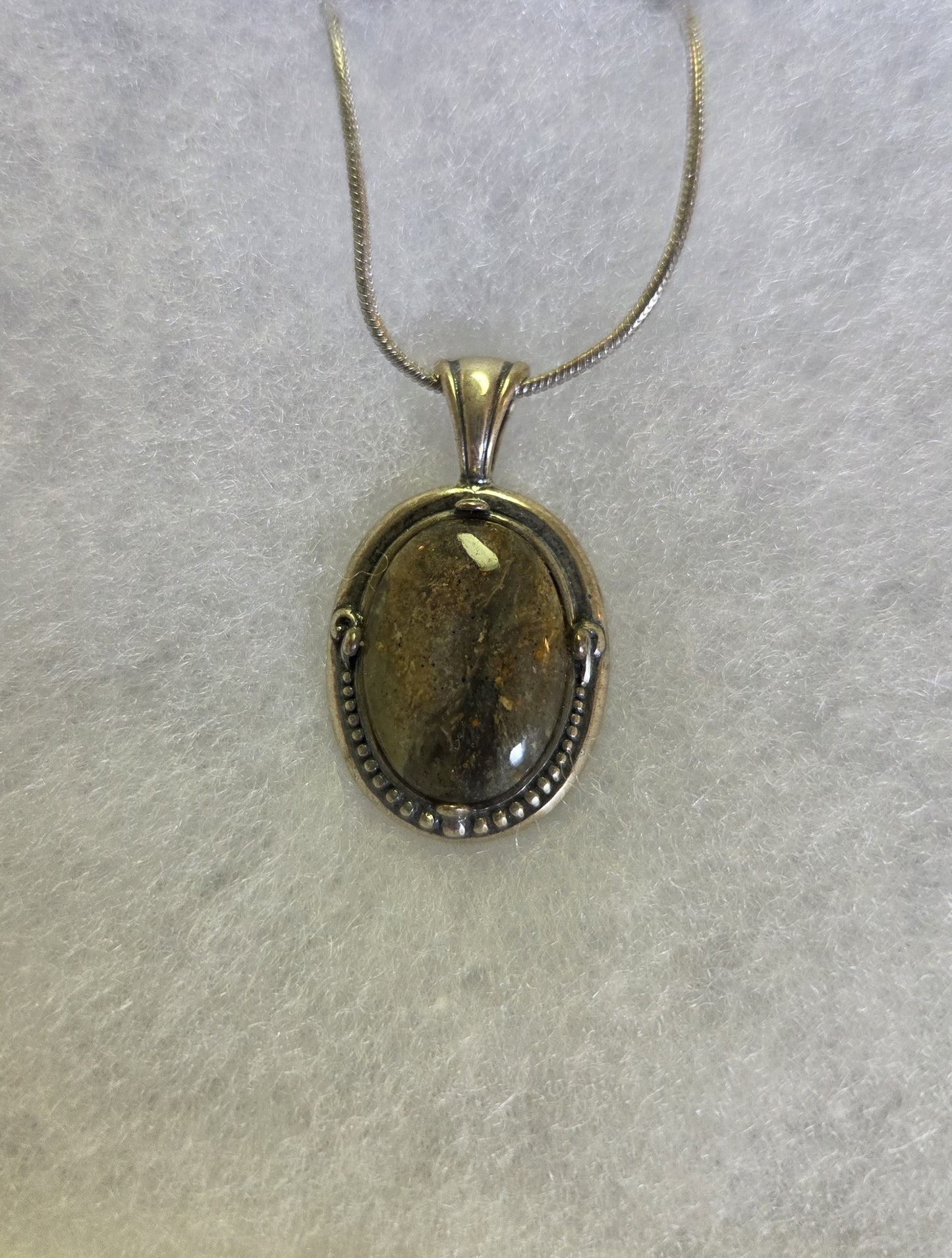 Bogwood Agate Necklace Pendant - Sterling Silver