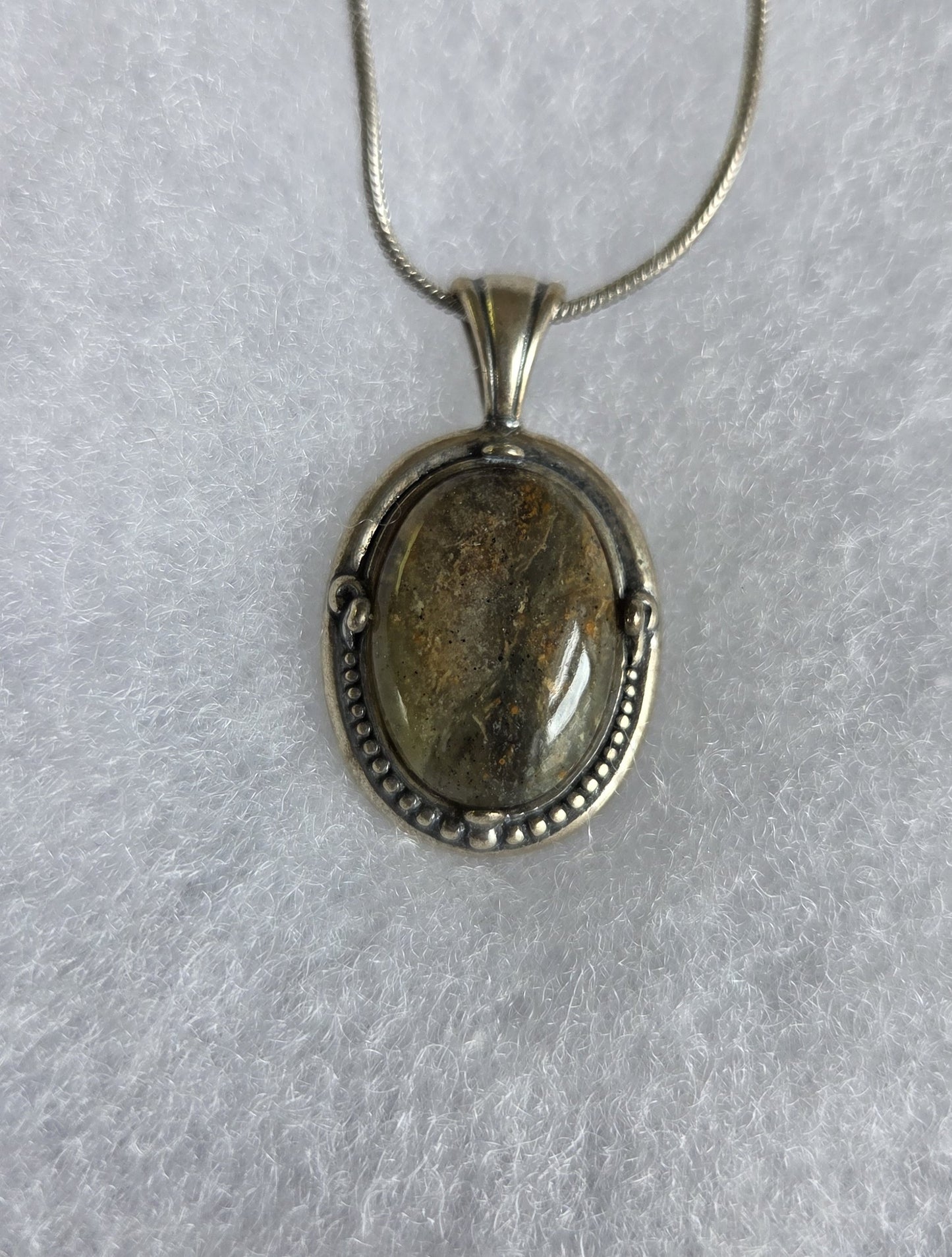Bogwood Agate Necklace Pendant - Sterling Silver
