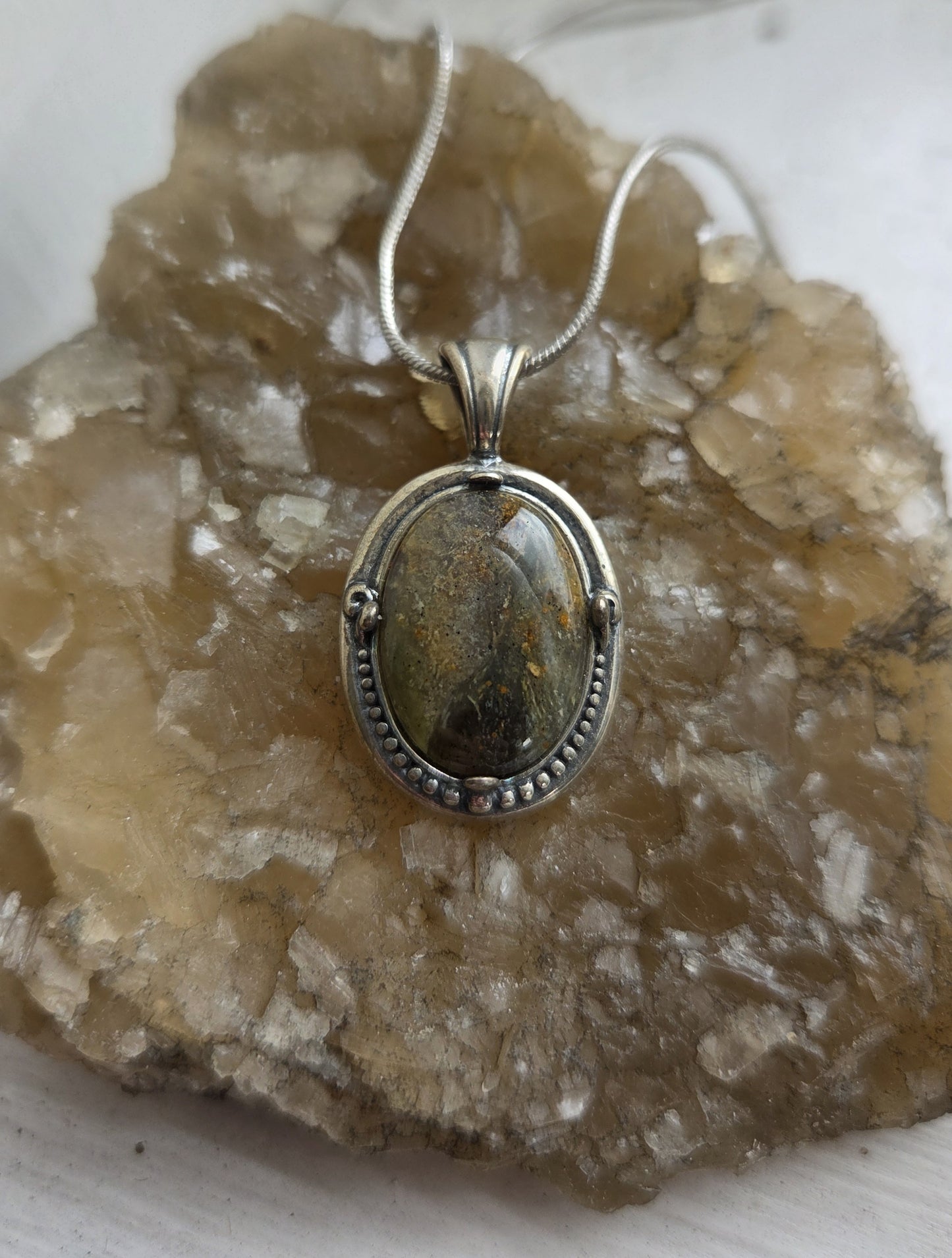 Bogwood Agate Necklace Pendant - Sterling Silver