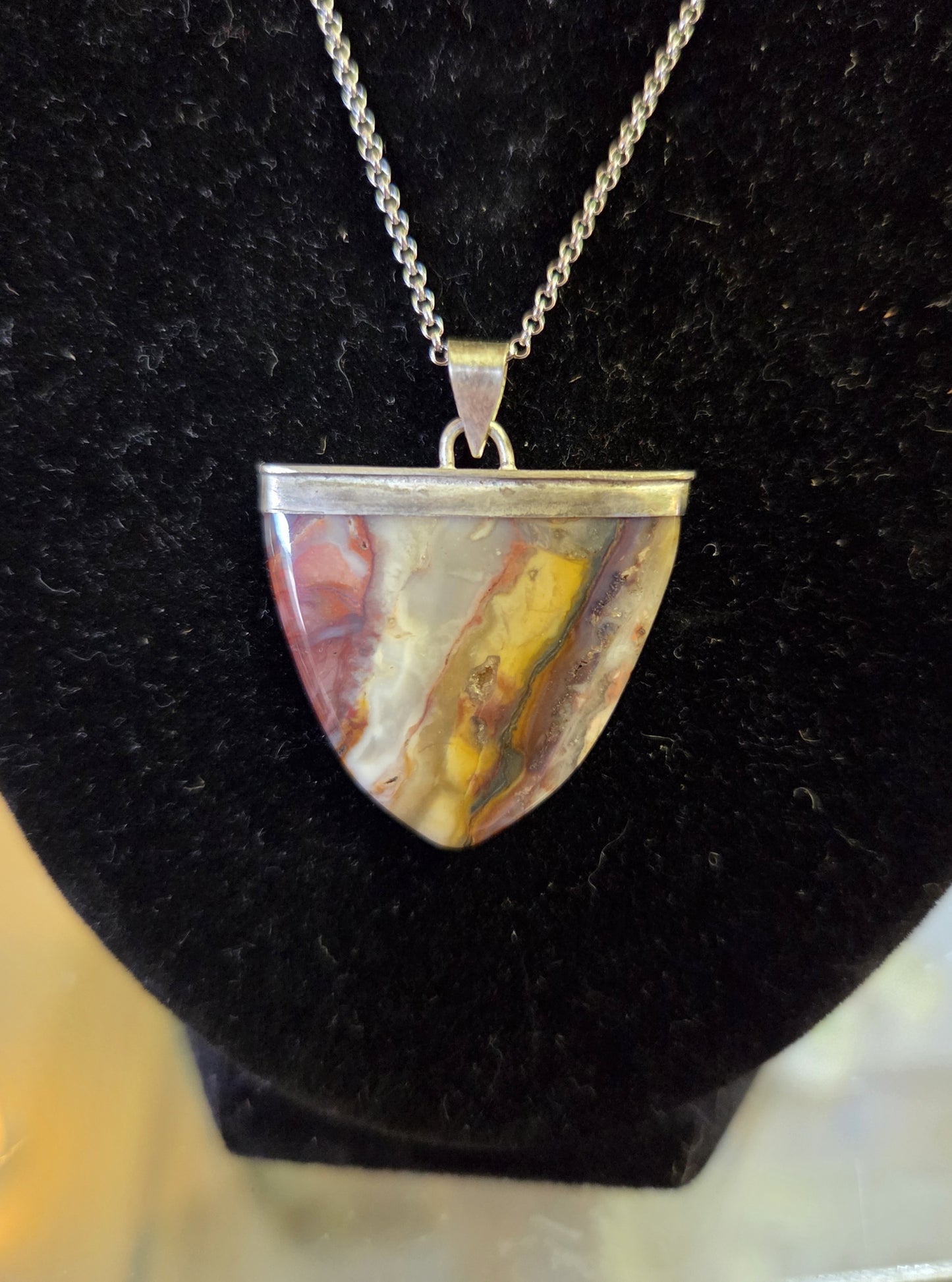 Multicolor Jasper Necklace Pendant - Sterling Silver