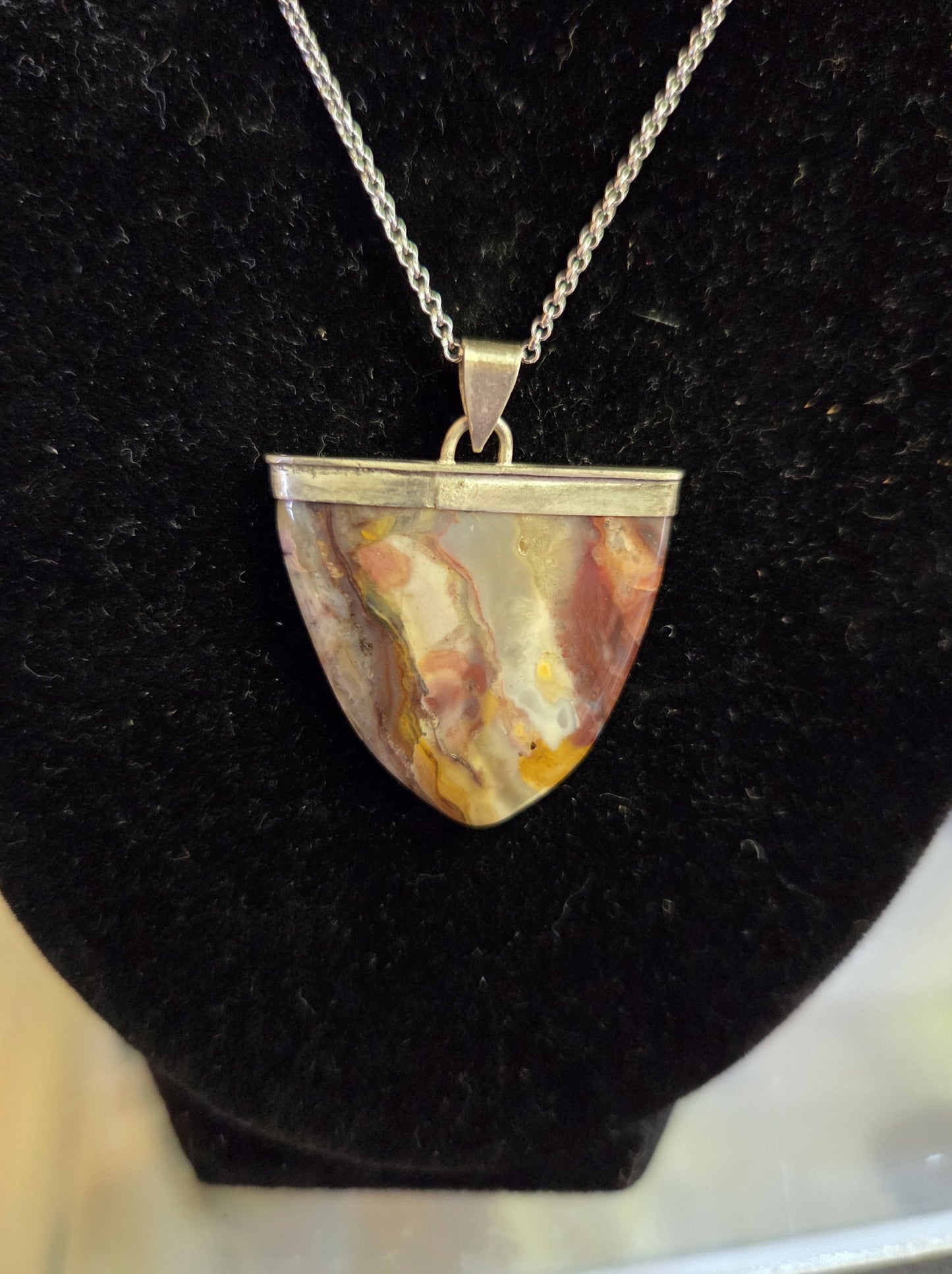 Multicolor Jasper Necklace Pendant - Sterling Silver