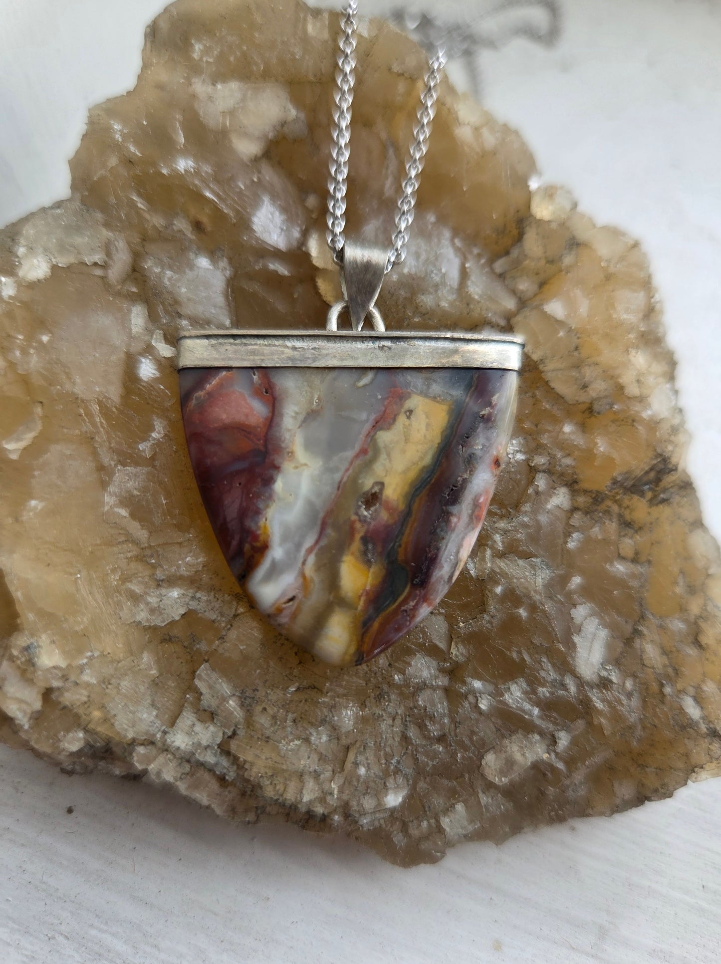 Multicolor Jasper Necklace Pendant - Sterling Silver