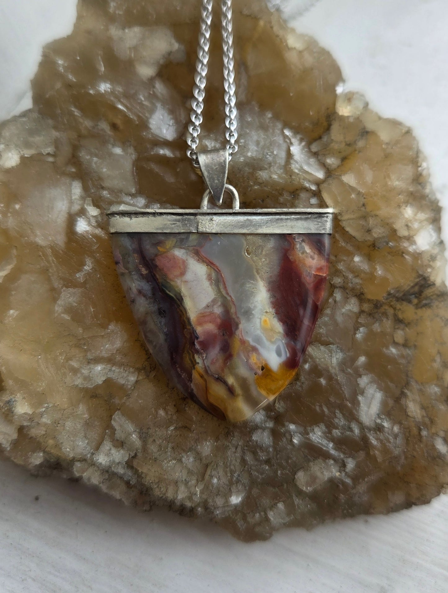 Multicolor Jasper Necklace Pendant - Sterling Silver