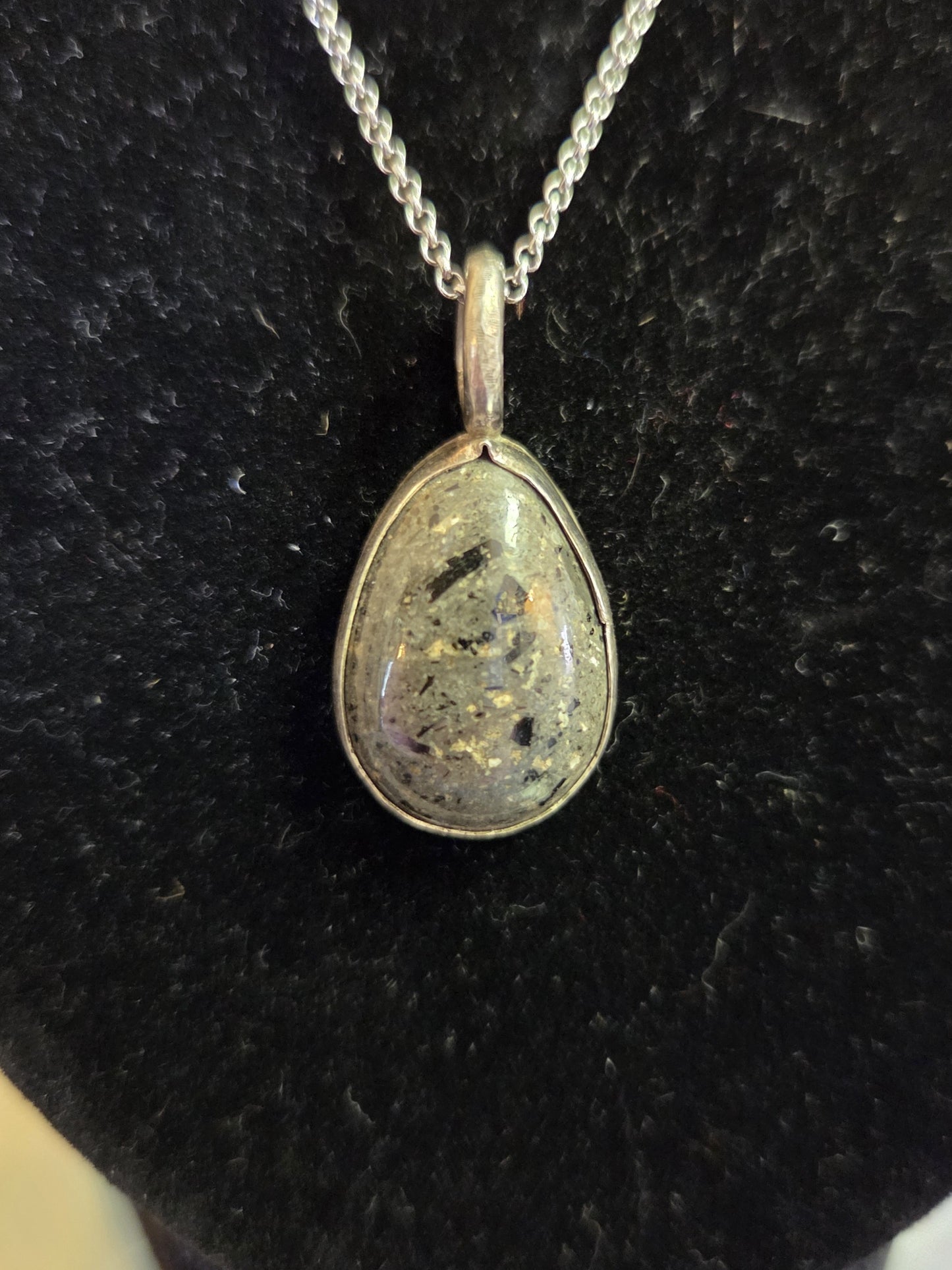 Porphyry Stone Necklace Pendant - Sterling Silver