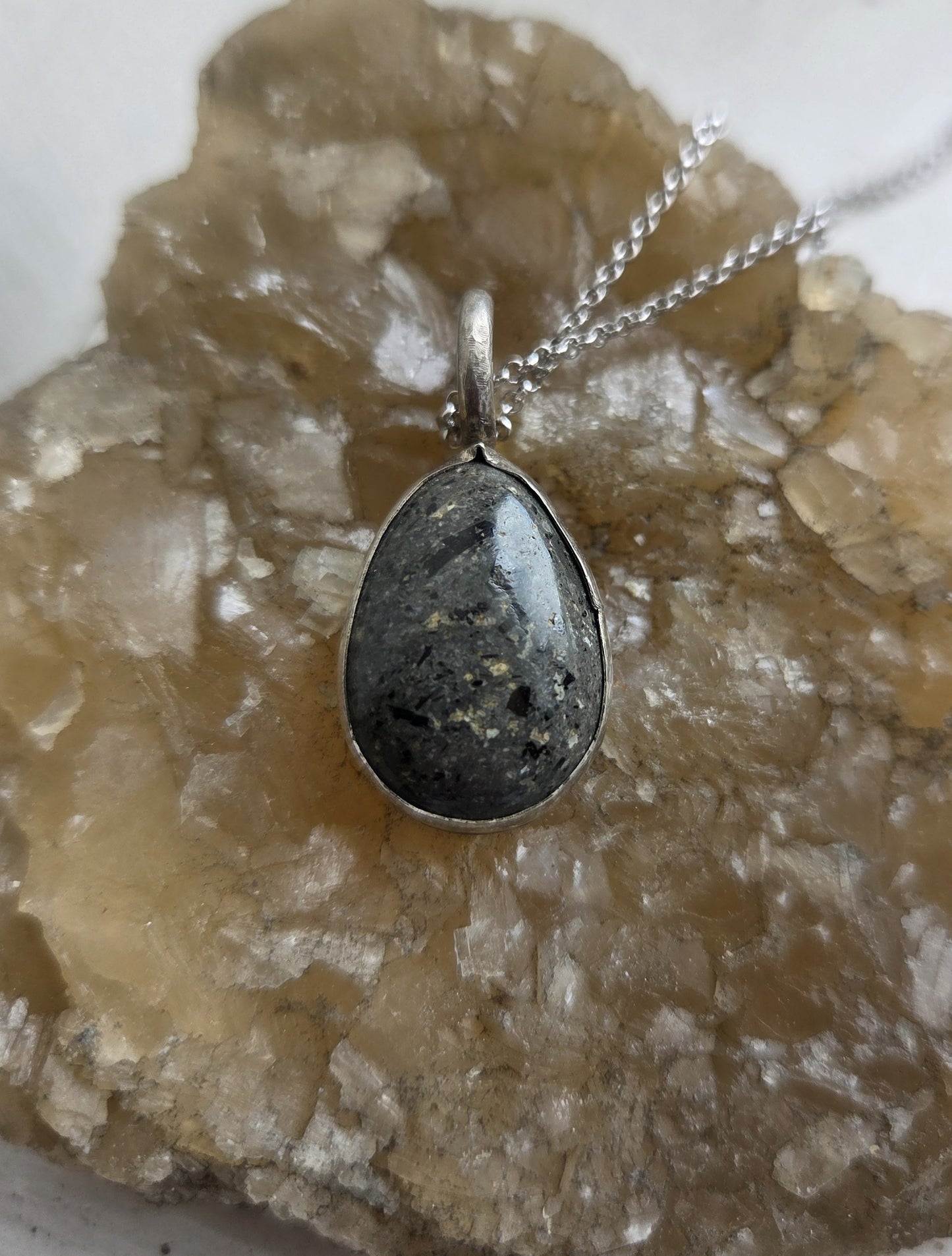 Porphyry Stone Necklace Pendant - Sterling Silver