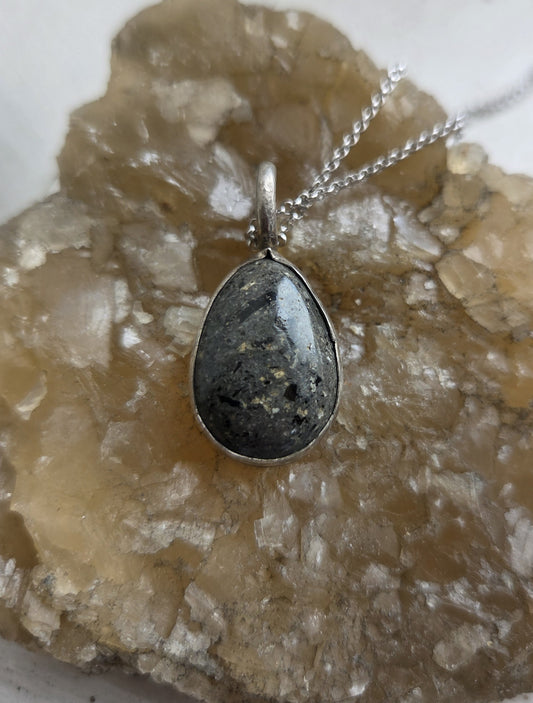Porphyry Stone Necklace Pendant - Sterling Silver