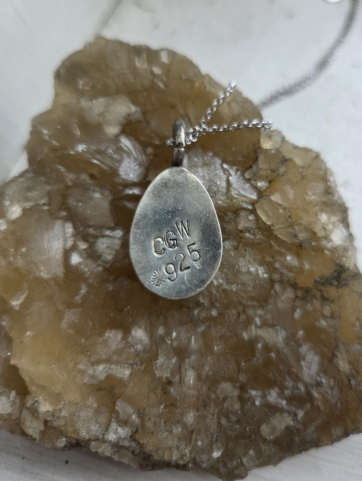 Porphyry Stone Necklace Pendant - Sterling Silver