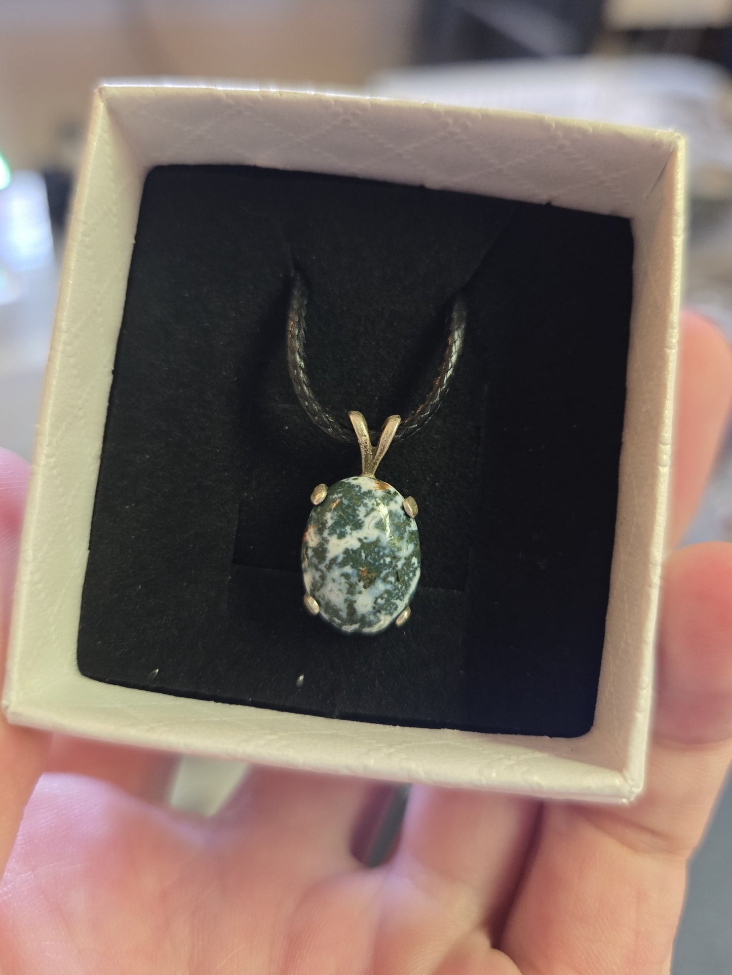 Moss Agate Necklace Pendant - Sterling Silver