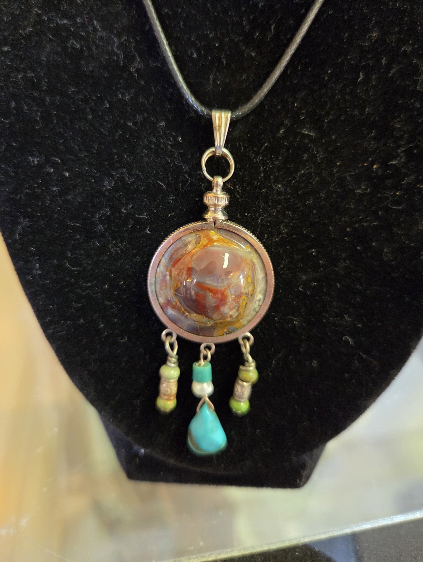Jasper Necklace Pendant with Replaceable Cab - Sterling Silver