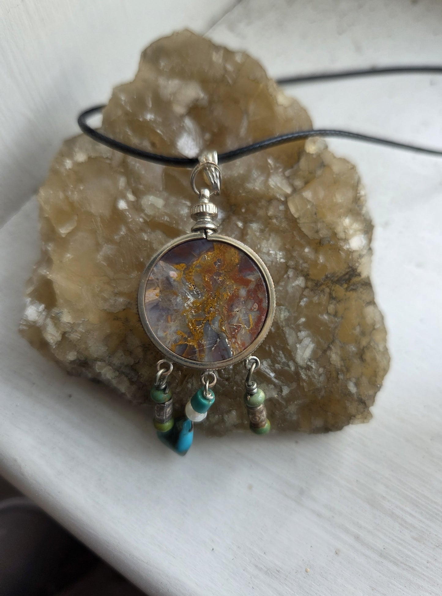 Jasper Necklace Pendant with Replaceable Cab - Sterling Silver