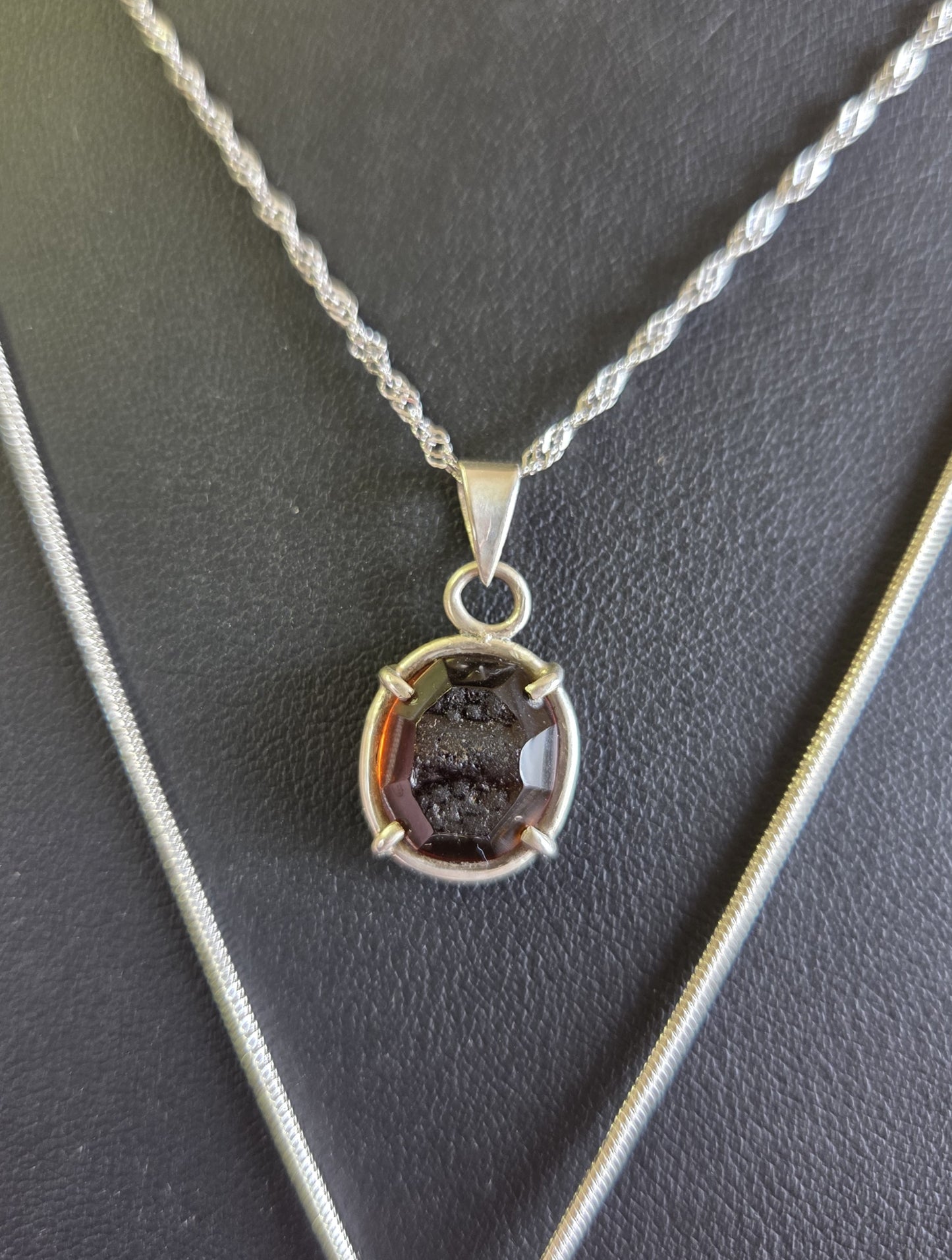 Old River Glass Necklace Pendant - Sterling Silver