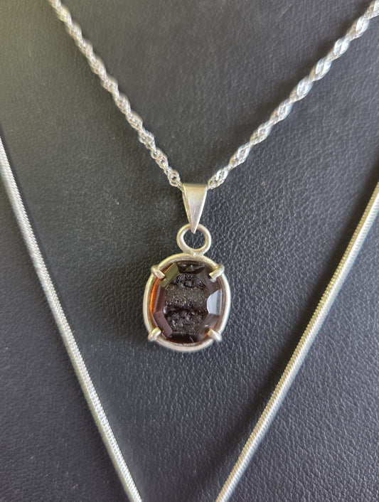 Old River Glass Necklace Pendant - Sterling Silver