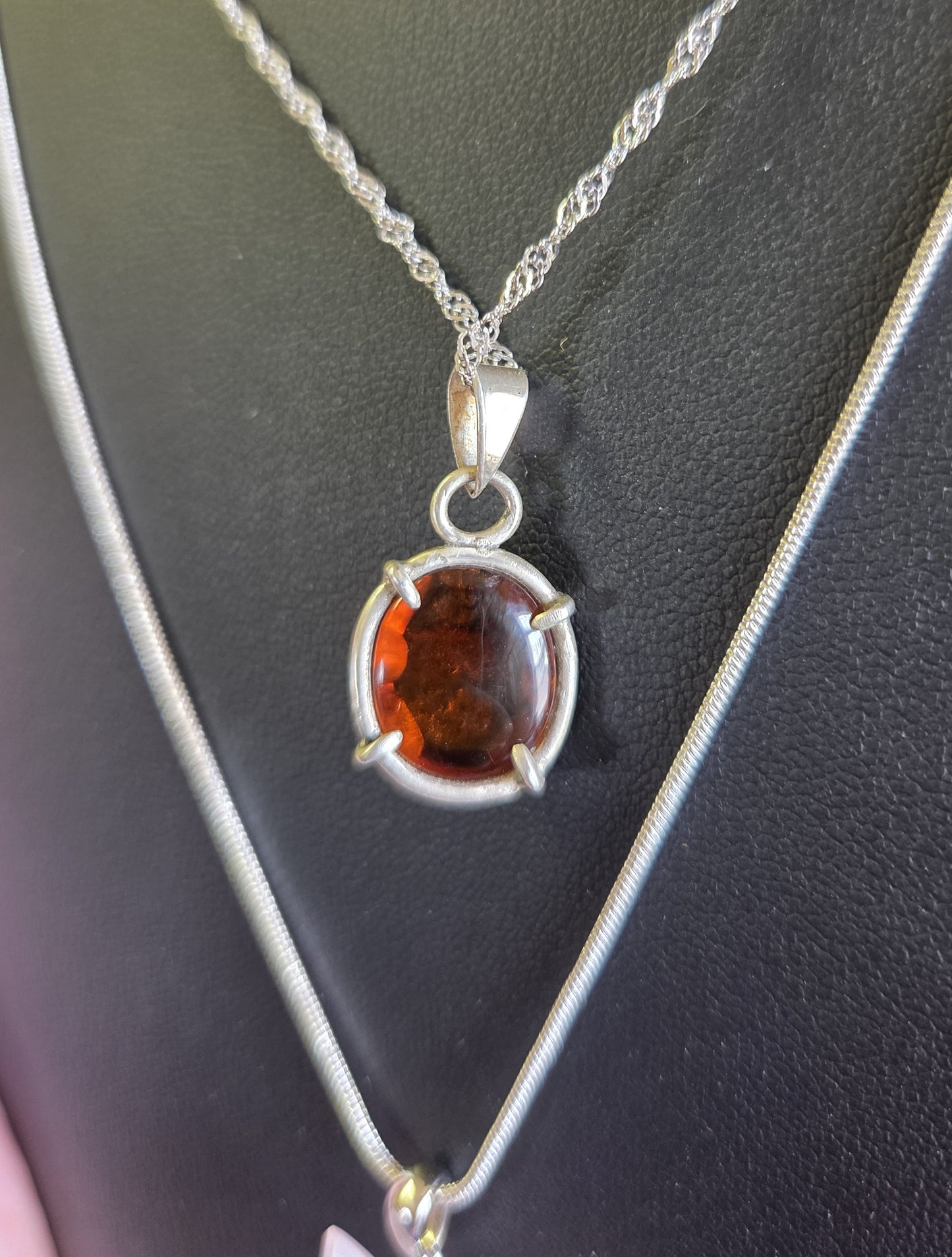 Old River Glass Necklace Pendant - Sterling Silver