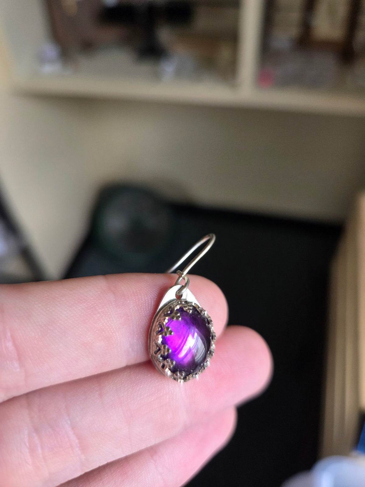 Gemmy Amethyst Earrings - Sterling Silver Smithed