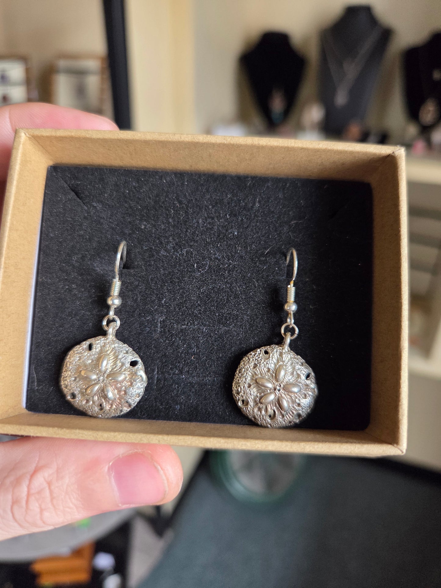 Casted Silver Sand Dollar Earrings