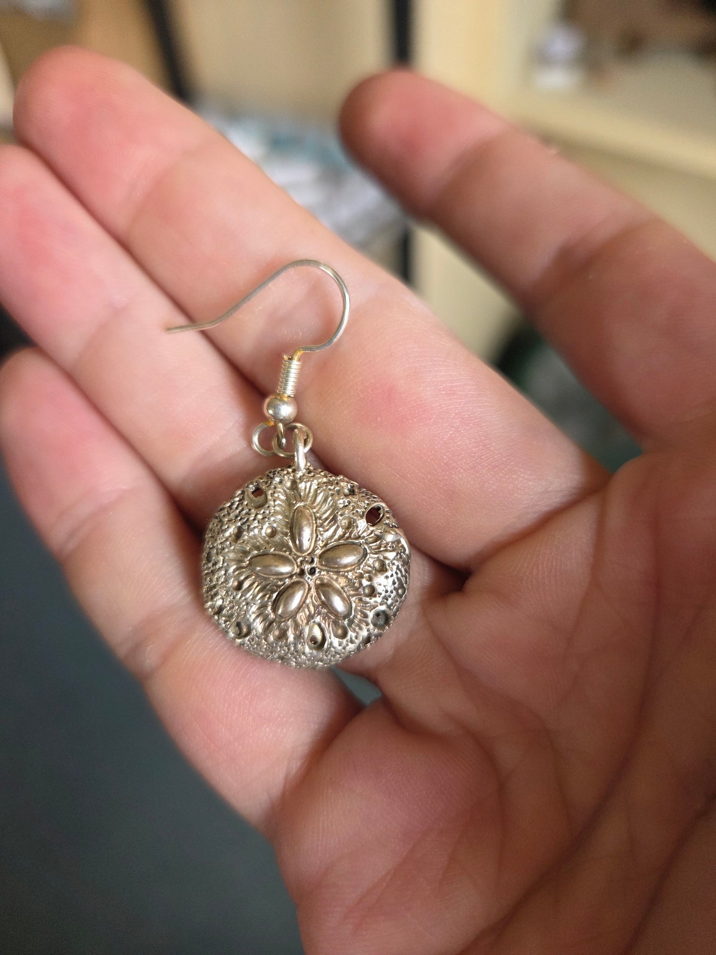 Casted Silver Sand Dollar Earrings