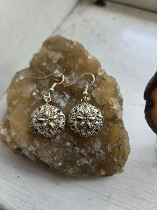 Casted Silver Sand Dollar Earrings