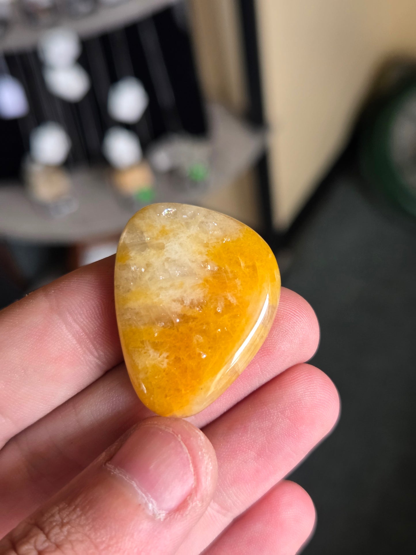 Quartz with Calcite and Feldspar Jewelry Ready Cabochon - 31 mm x 24 mm