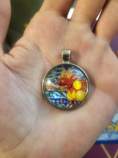 Magmar Pendant or Keychain - 25mm Round Video Game Jewelry Accessory