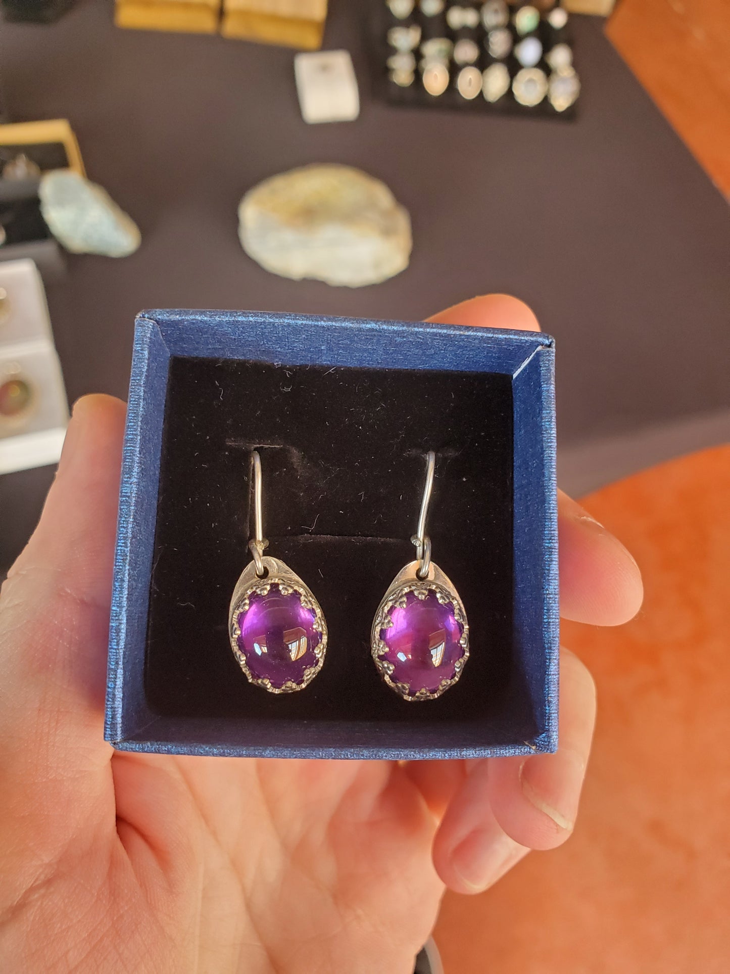 Gemmy Amethyst Earrings - Sterling Silver Smithed